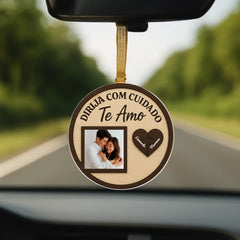 Ornamento de Acrílico Com Foto Para Retrovisor de Carro - Coleção Dia Dos Namorados 2025