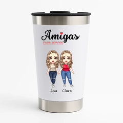 Copo Inox Térmico 473ml - Amigas Para Sempre, Meninas Lado a Lado