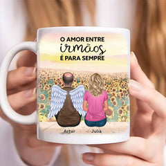 Caneca Familia - Amor Entre Irmãos é Para Sempre, Girassol
